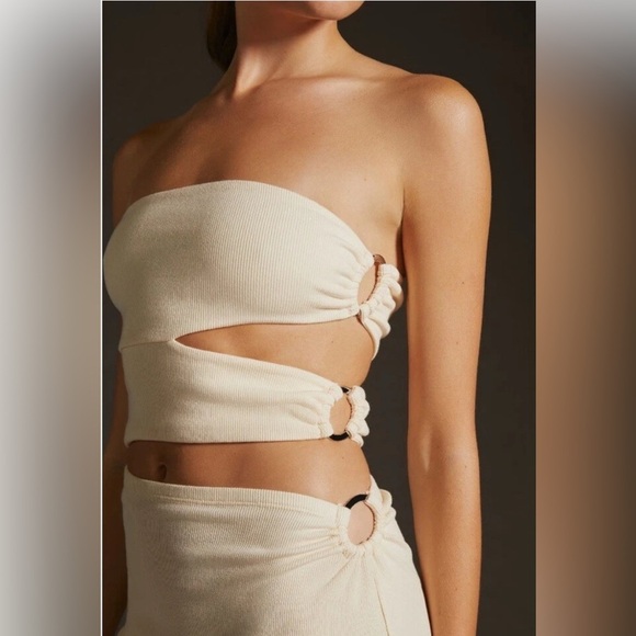 NWT Anthropologie BORDEAUX STRAPLESS CUTOUT DRESS XL Ivory - Picture 5 of 7